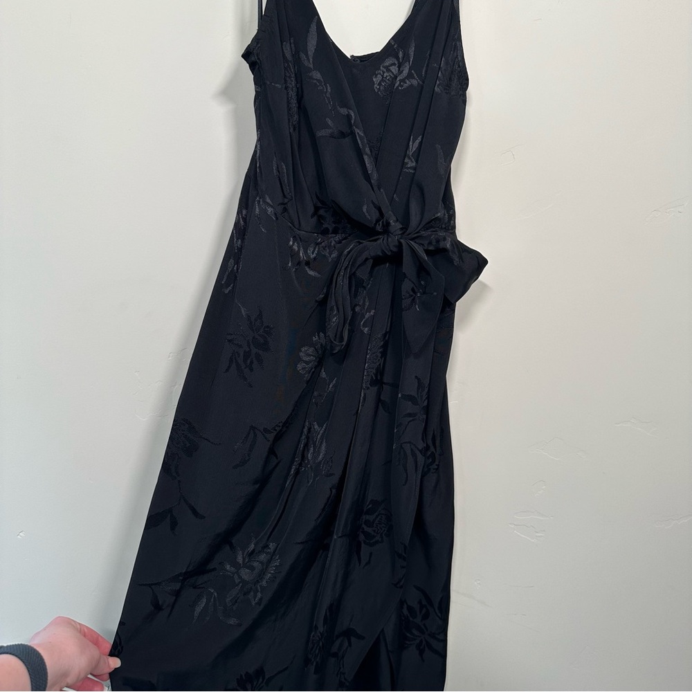 Black Floral High-low Wrap Dress